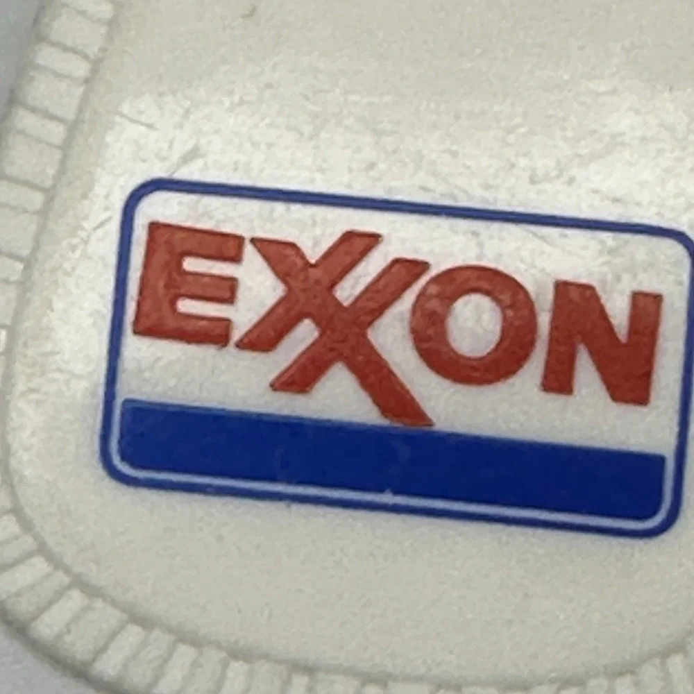 Vintage Exxon Gas Oil Keychain White Plastic Promo Petroliana Key Ring
